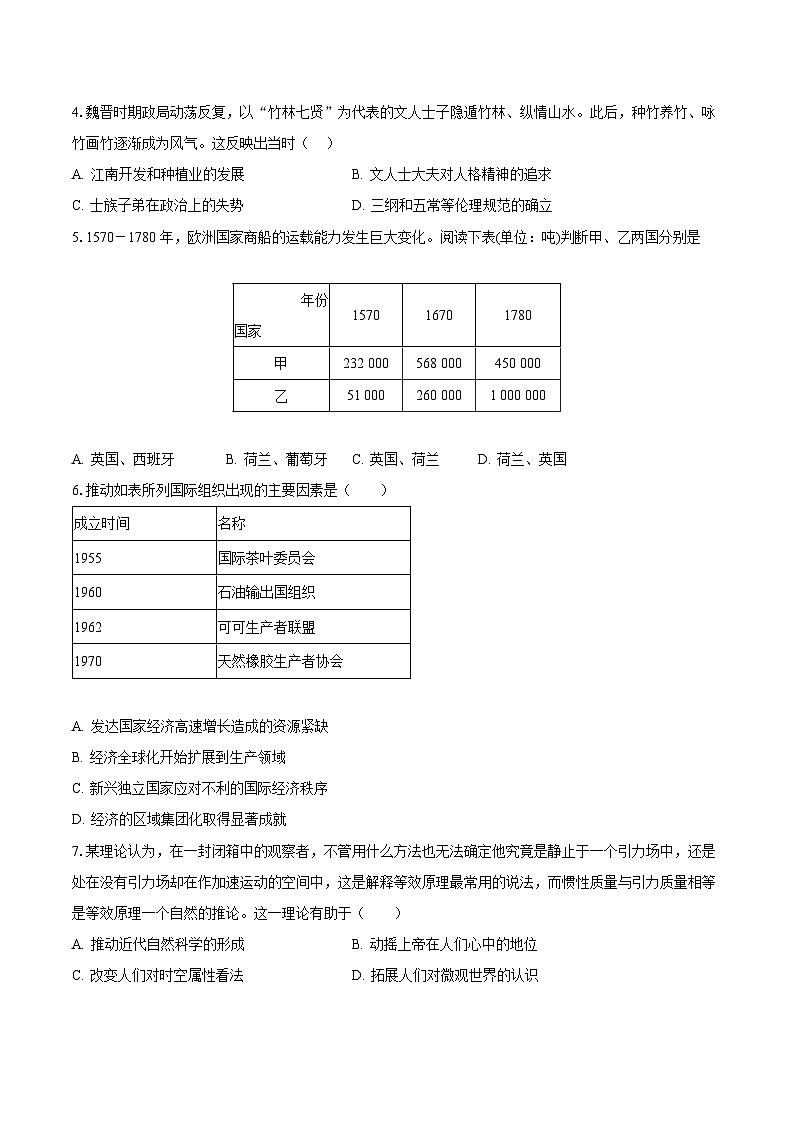 湖南长沙市岳麓实验中学2026届高三上学期10月月考历史试卷（含答案）第2页