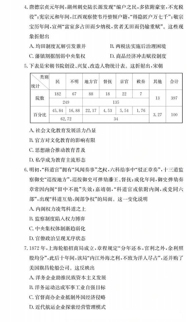 长郡中学2026届高三月考试卷（二）历史第2页