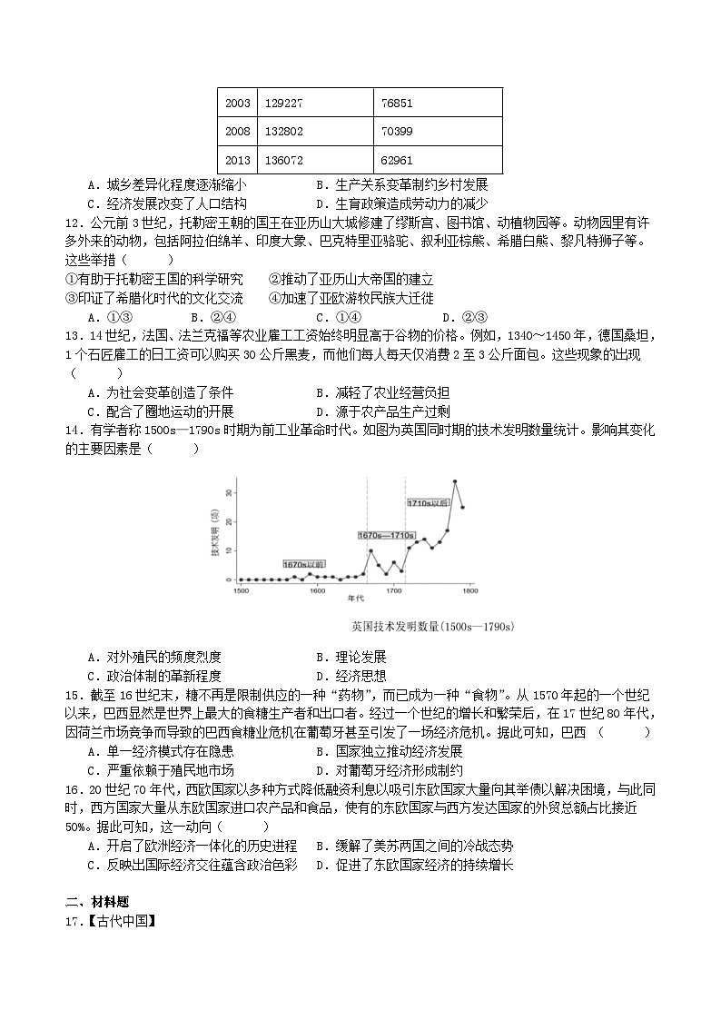 四川省广安中学2026届高三上学期冲刺月测（一）历史试卷（含答案）第3页