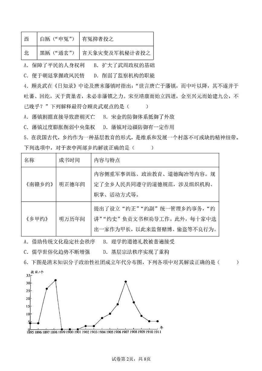 黑龙江省绥化市海伦市第一中学2025-2026学年高二上学期10月月考历史试题第2页