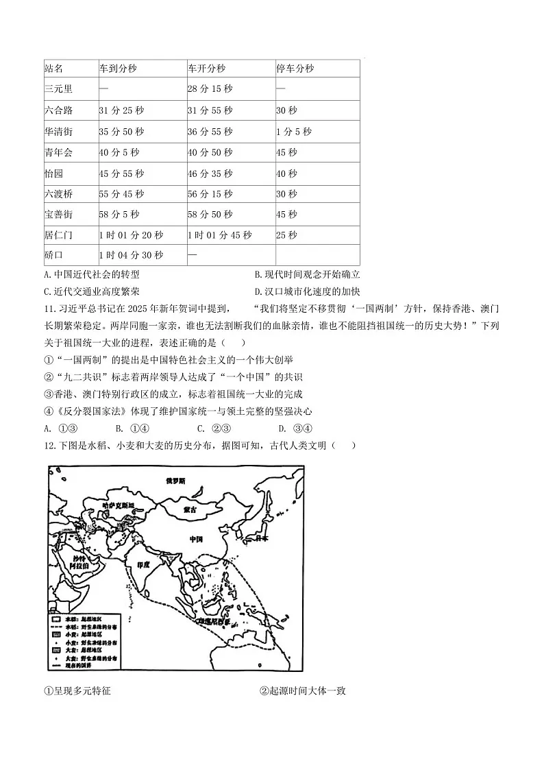 天域全国名校协作体2025届高三下学期3月联考-历史试卷第3页