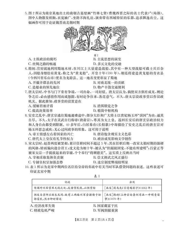 金太阳联考四川省2026届高三上学期10月考试历史试卷第2页