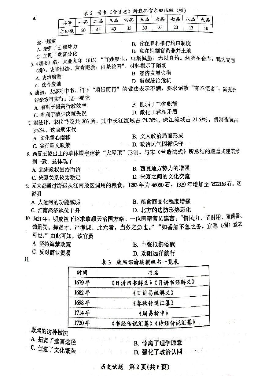 福建省厦门市2024-2025学年高一上学期1月期末试题历史试卷+答案第2页