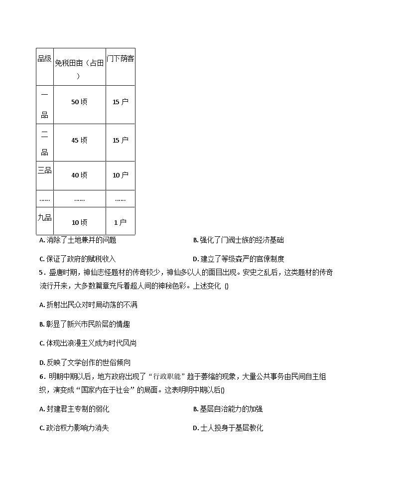 湖南省天一联考2025-2026学年高二上学期10月联考历史试题（含答案）第2页