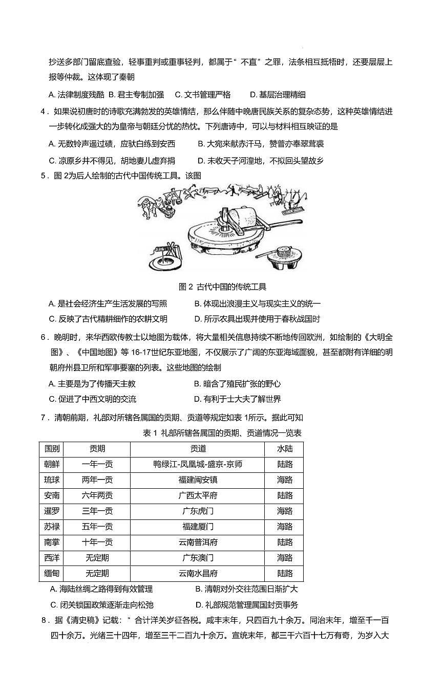 安徽省示范高中培优联盟2024-2025学年高二下学期春季联赛历史试卷（含答案）第2页