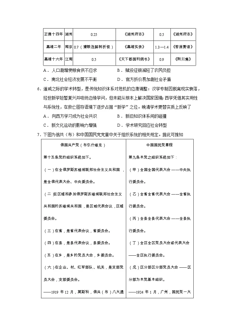 2026届湖北省黄冈市高三上学期9月调研考试历史试题（含答案）第2页