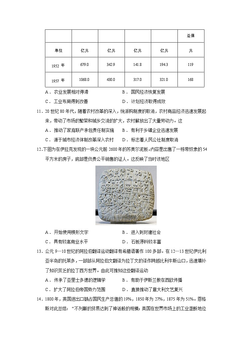 2026届湖南省长沙市高三上学期第一次联考历史试题（含答案）第3页
