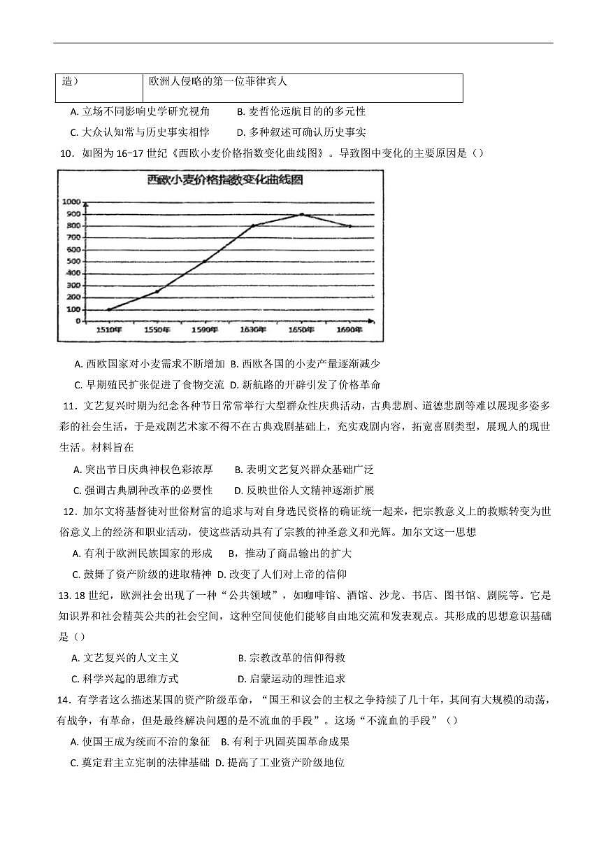 河南省南阳市方城县第一高级中学2024-2025学年高一下学期月考模拟（一）历史试题（含答案）第3页