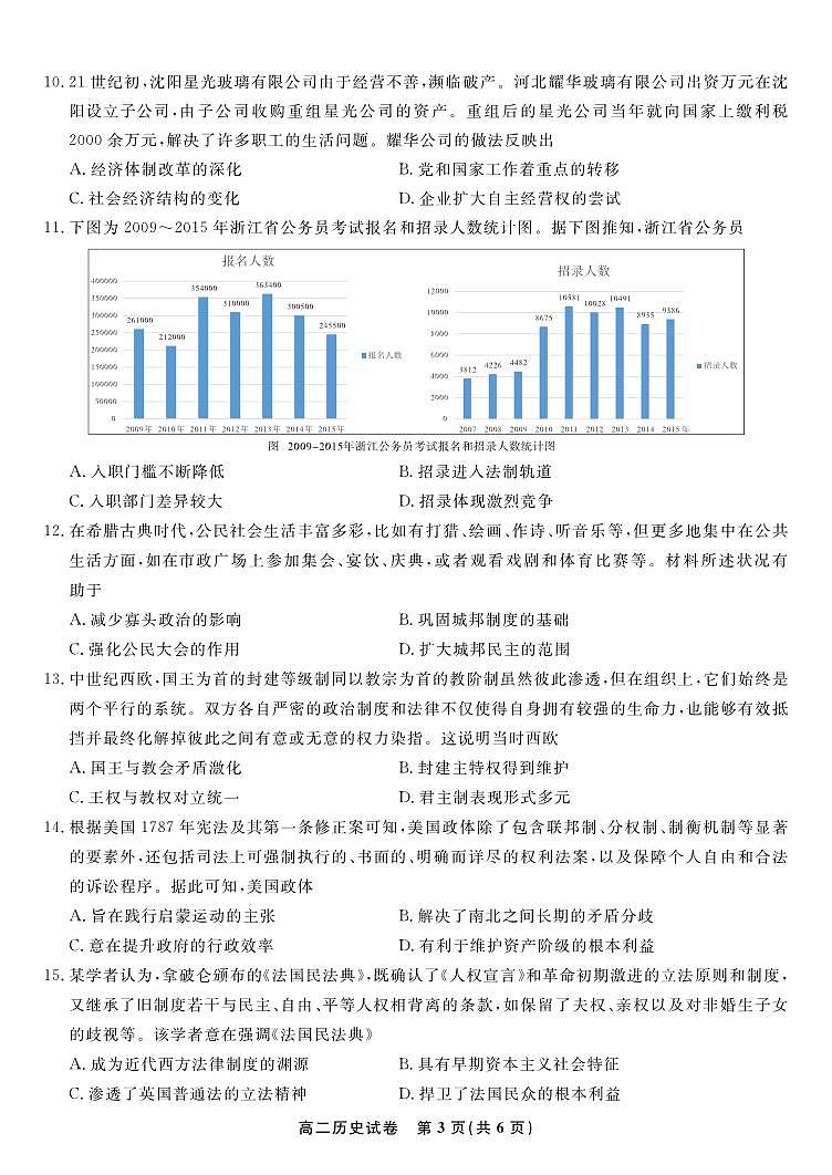 历史-安徽省皖江名校联盟2025-2026学年高二上学期10月阶段考试题及答案第3页