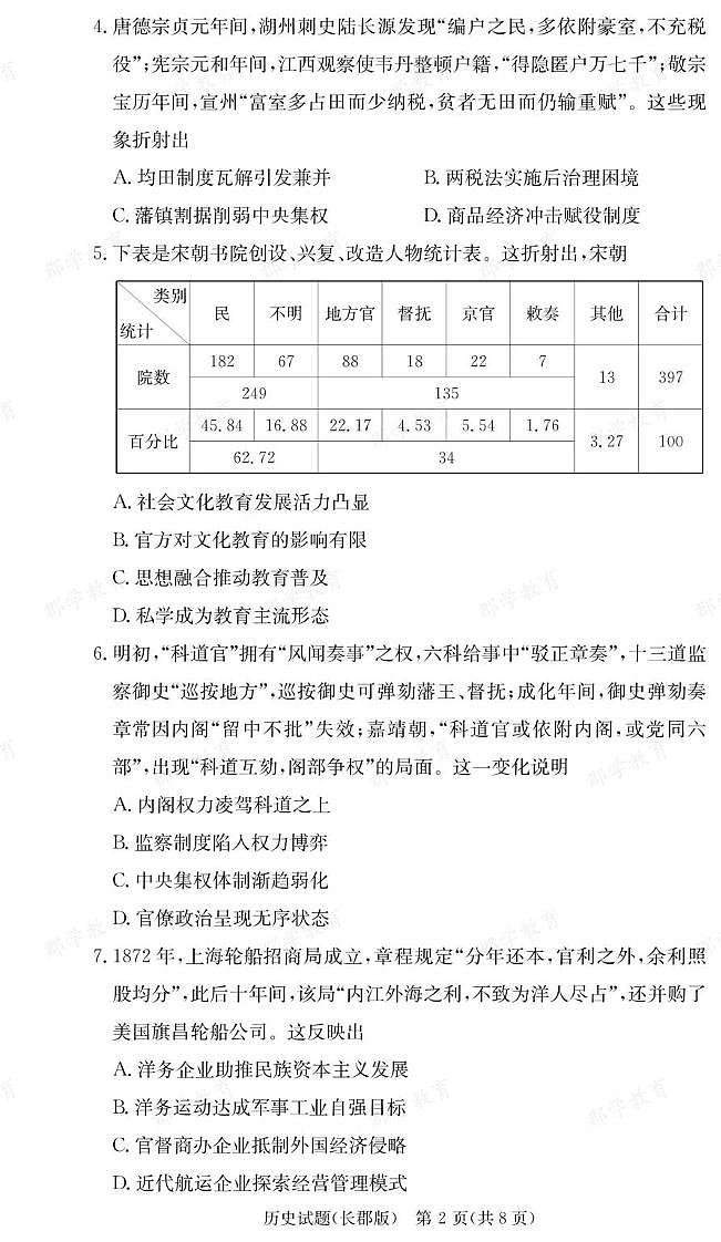湖南省长沙市长郡中学2025-2026学年高三上学期月考（二）历史试卷第2页