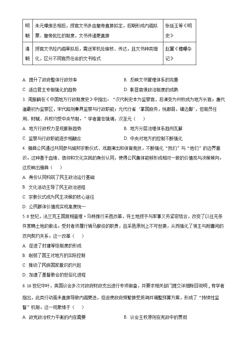 安徽省县中联盟2025-2026学年高二上学期10月联考历史试题（A卷）（原卷版）第2页
