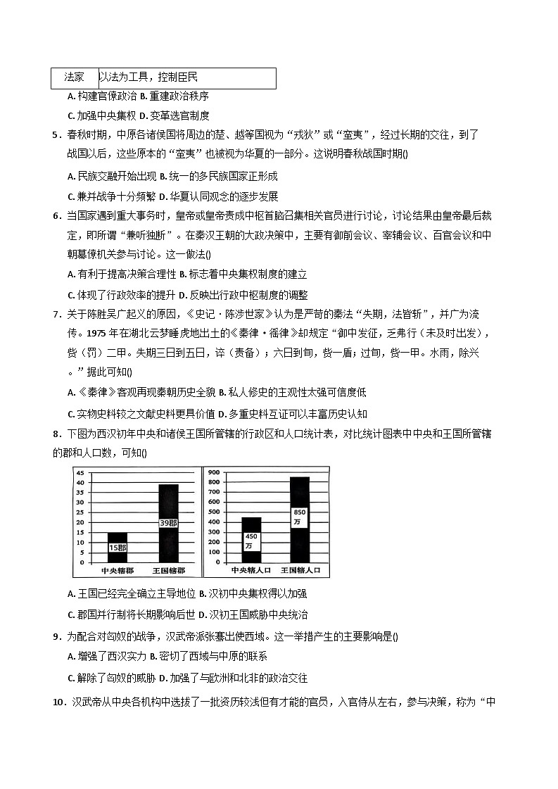 陕西省安康市高新中学2025-2026学年高一上学期第二次月考历史试题（含答案）第2页