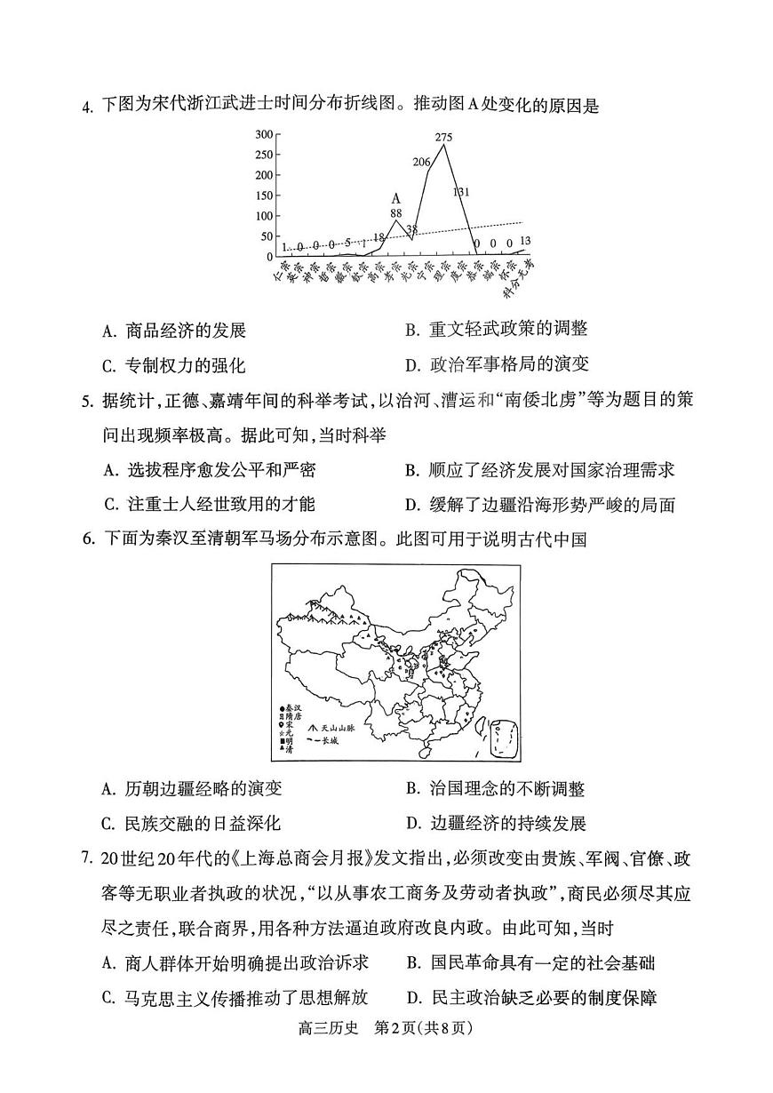 山西省吕梁市2025_2026学年高三上学期10月阶段性测历史试卷（扫描版，含答案）第2页