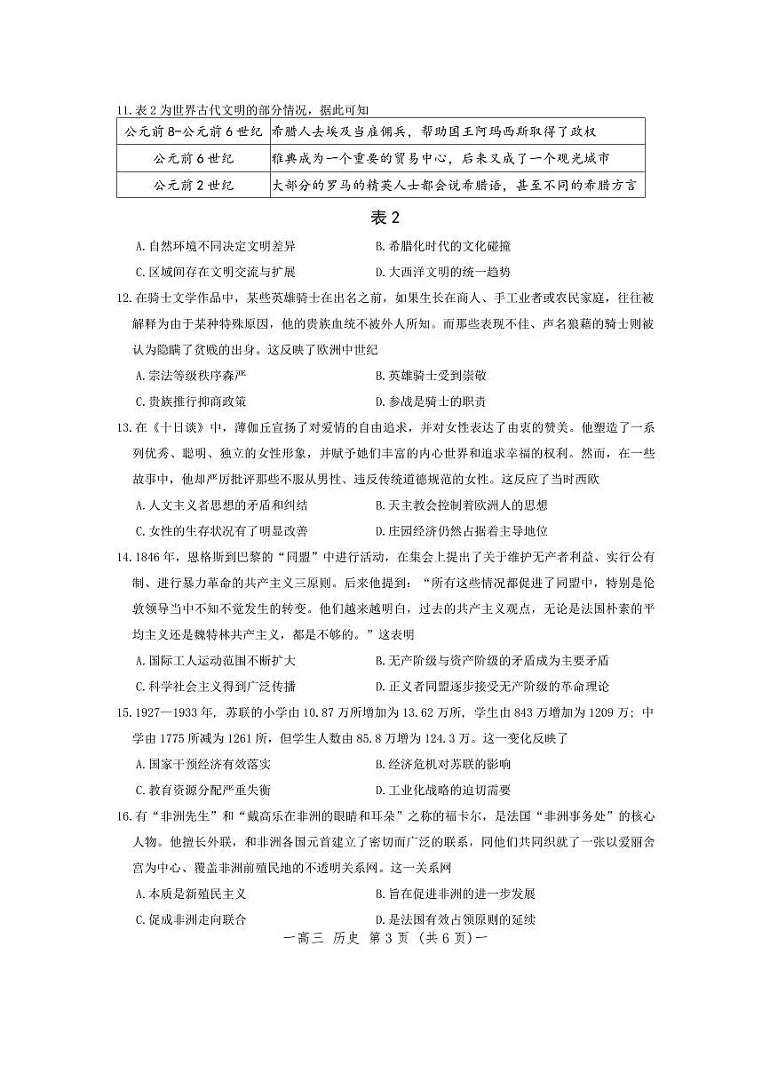 2025届南昌高考一模历史试题及答案第3页