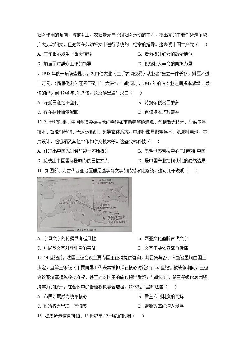 【历史】广西壮族自治区来宾市2025-2026学年高二上学期期中考试试题（学生版）第3页