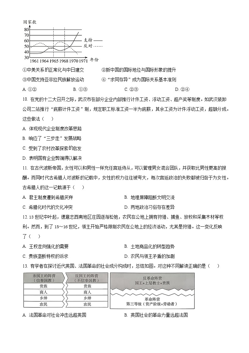 湖北省仙桃中学2025-2026学年高三上学期期中考试历史试题（原卷版）第3页