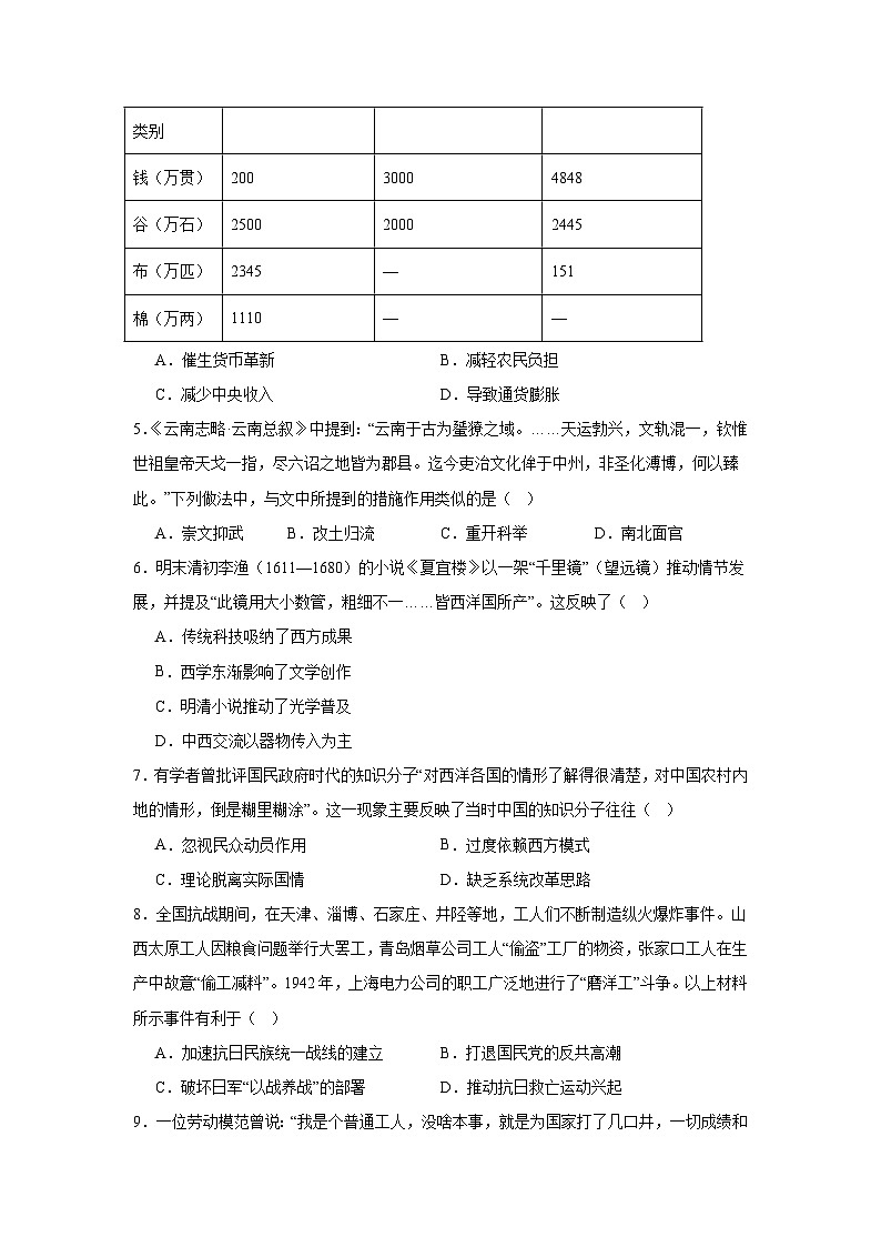 2025-2026学年广东省肇庆市高三上学期第一次模拟考试历史试卷（无答案）第2页