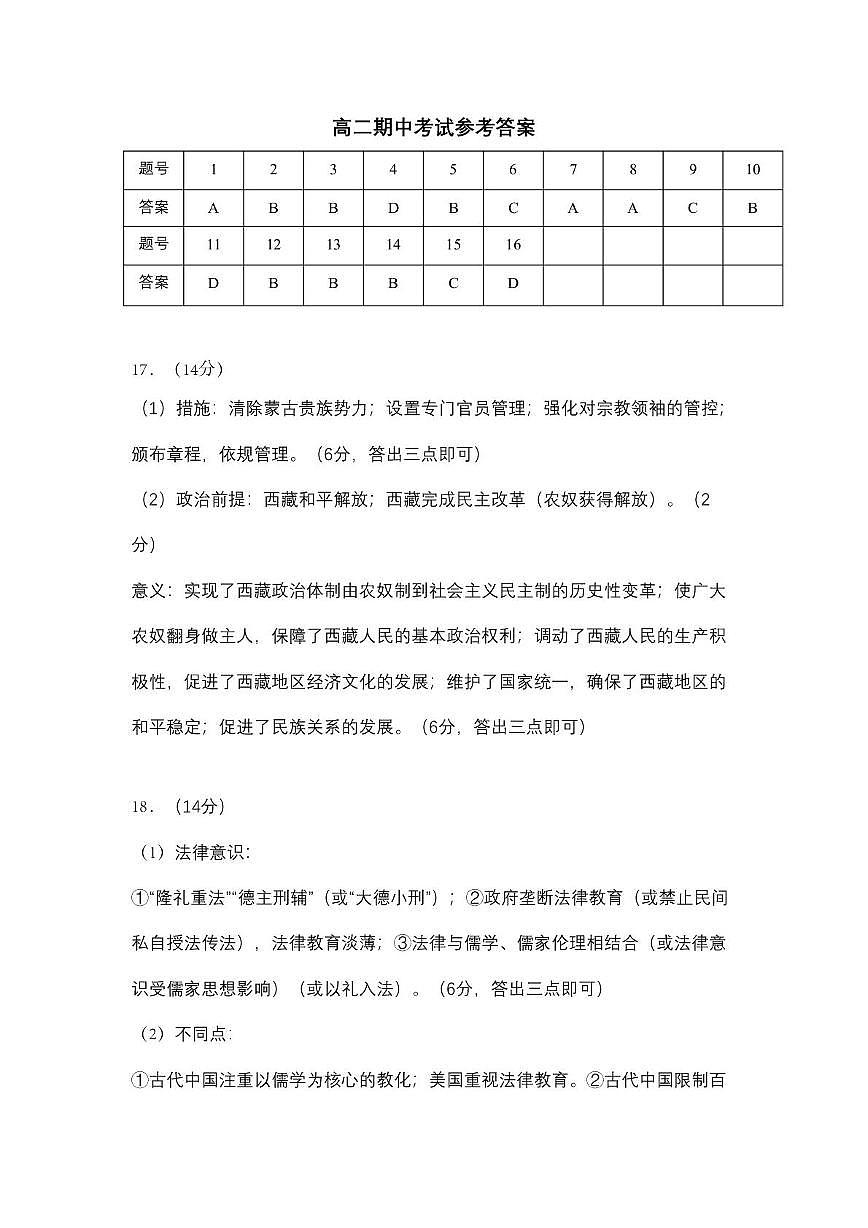 云南省昆明市2024-2025学年高二上学期期中质量监测历史试卷第1页
