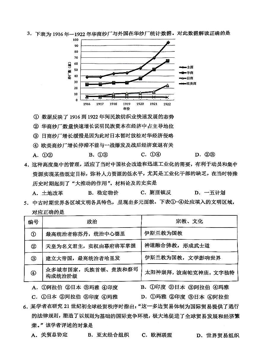 浙江省绍兴市2026届高三上学期11月第一次模拟历史试题+答案第2页