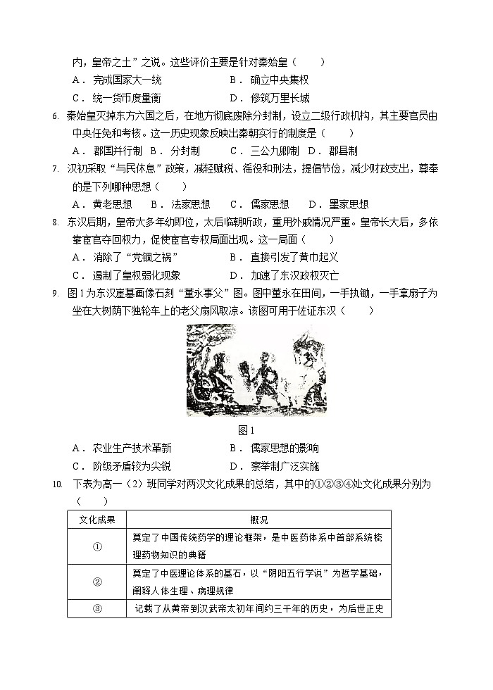 云南省玉溪第一中学2025-2026学年高一上学期期中考试历史试卷第2页