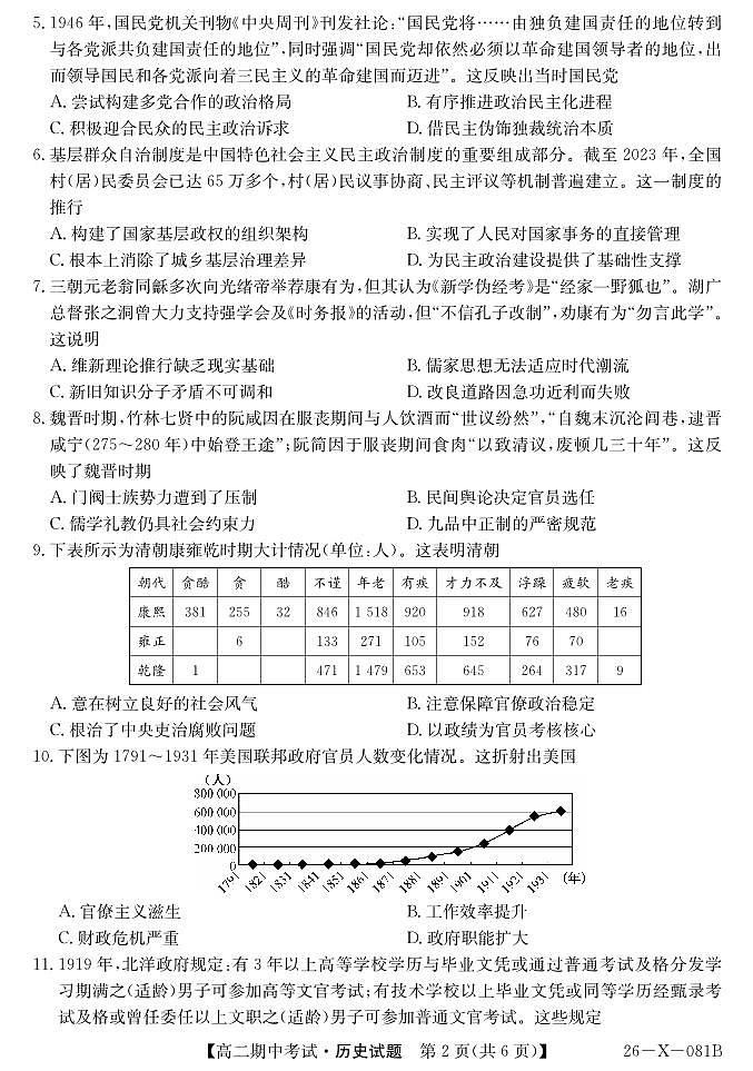 深圳盟校2025-2026学年高二上学期11月期中考试历史试题（含答案）第2页