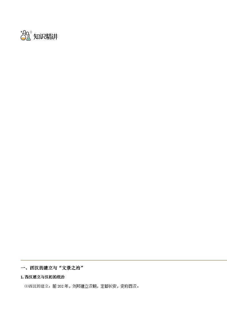 高考历史一轮复习讲义第04课 西汉与东汉-统一多民族封建国家的巩固（学生版）-2023历史同步精品讲义（中外历史纲要上）第3页