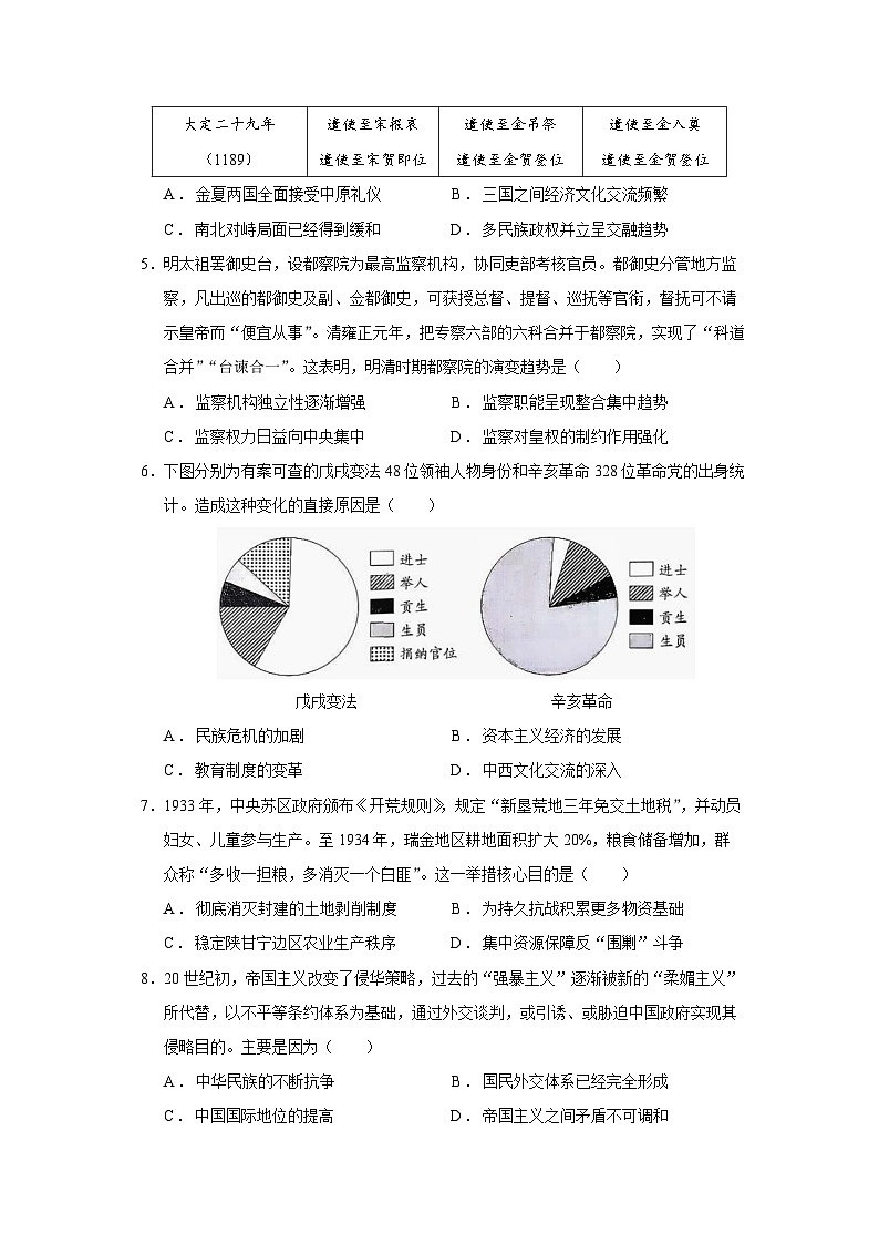 重庆市名校联盟2025-2026学年高二上学期第一次联合考试（期中）历史（153）试题（Word版附答案）第2页