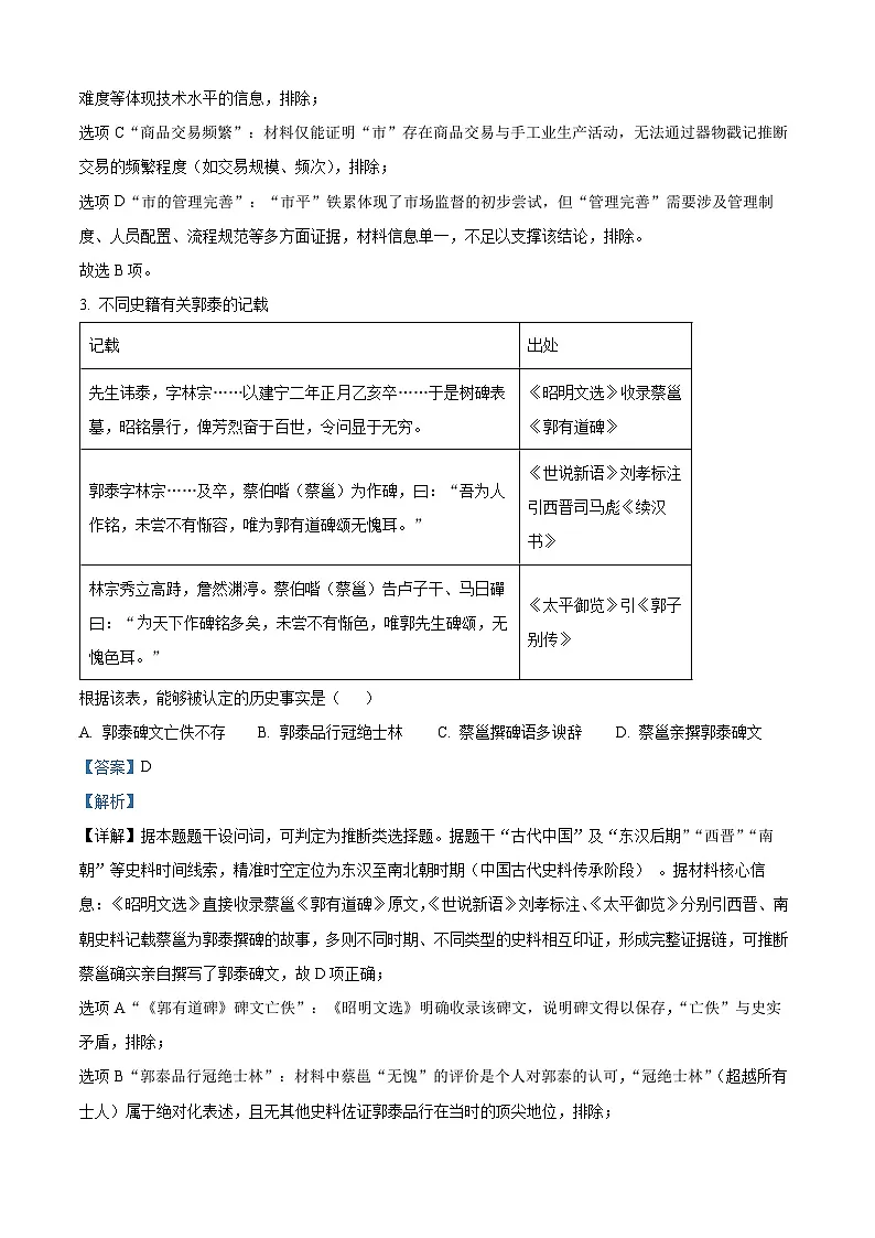 2025年江西高考历史真题（解析版）第2页