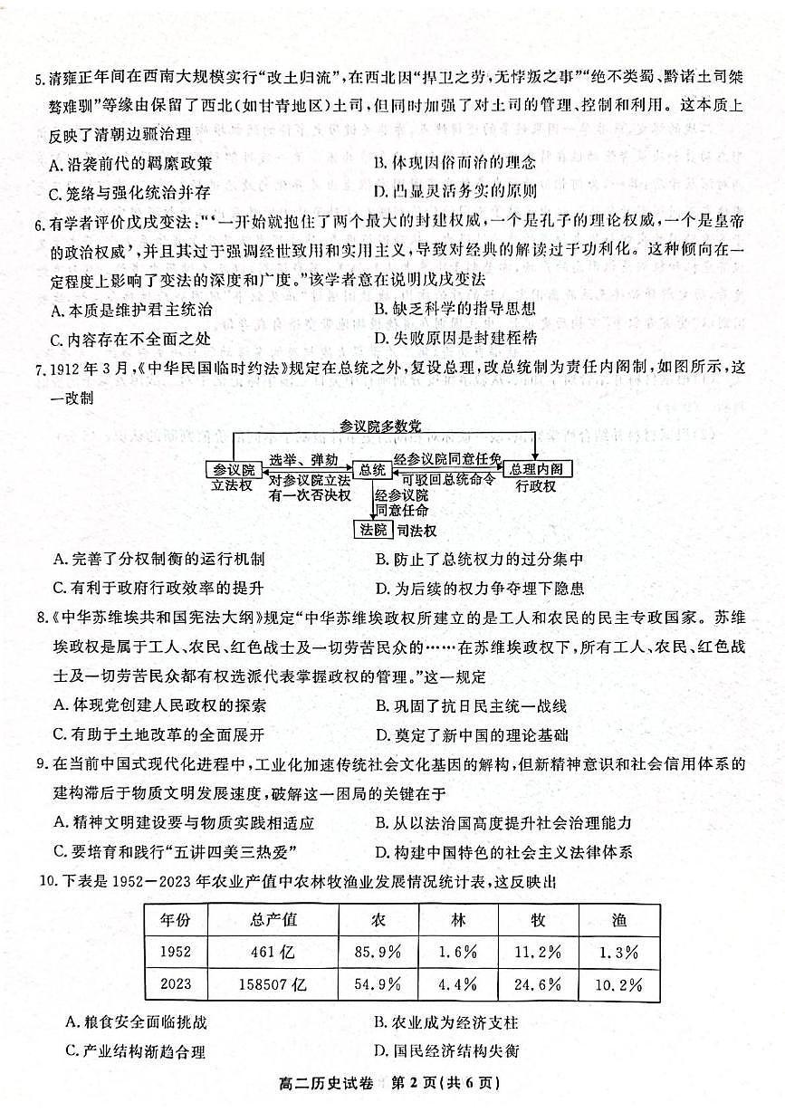 安徽省部分学校2025-2026学年高二上学期11月期中联考历史试题第2页