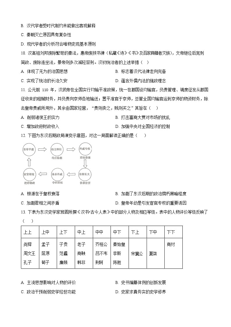 河南省郑州市十校联考2025-2026学年高一上学期11月期中考试历史试卷第3页