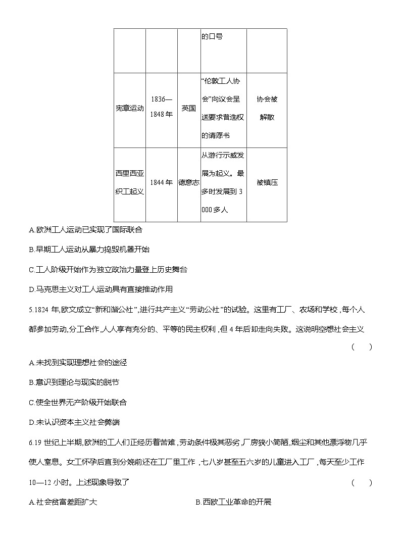 高一历史（统编版）试题中外历史纲要（下）课时检测试题（十一）马克思主义的诞生与传播（Word版附解析）第2页