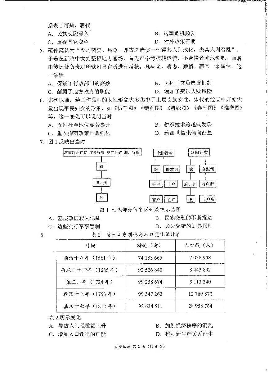 四川省成都蓉城联盟2026届高三上学期11月第一次诊断考历史试题+答案第2页