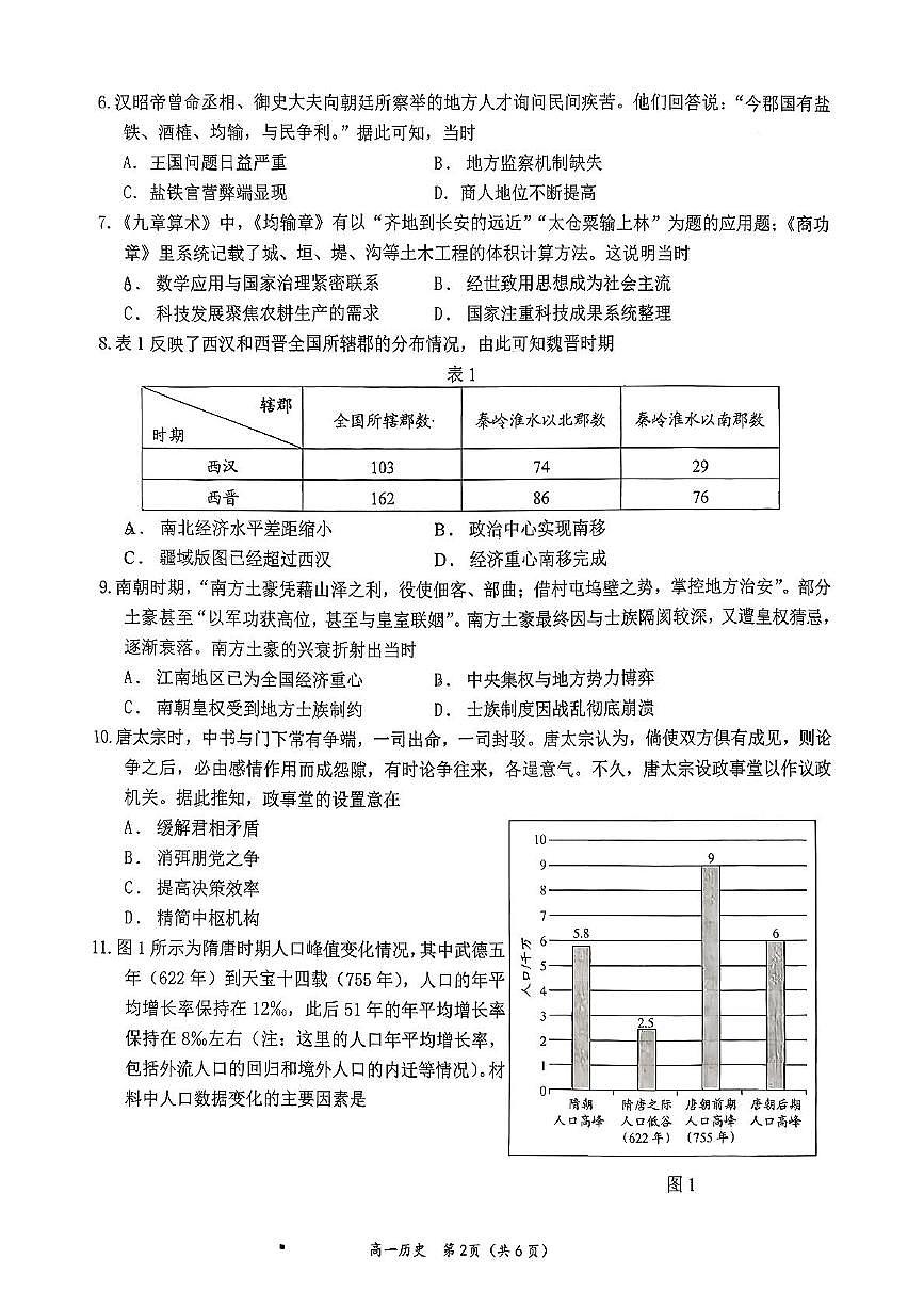 江苏省扬州市树人集团2025-2026学年高一上学期期中考试历史试题第2页