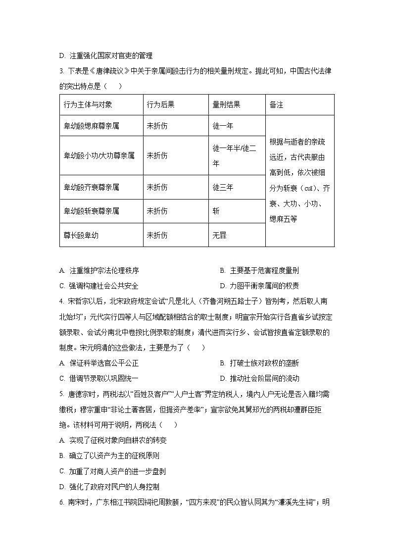 山东省聊城市2025-2026学年高二上学期期中教学质量检测历史试卷（学生版）第2页