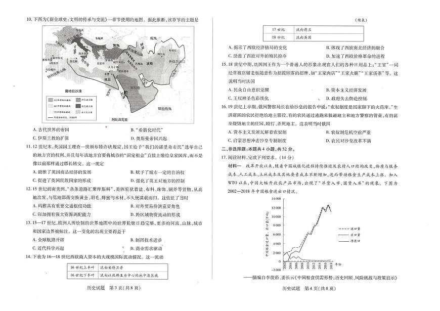山西省天一小高考2025-2026学年高三上学期11月月考历史试题第2页
