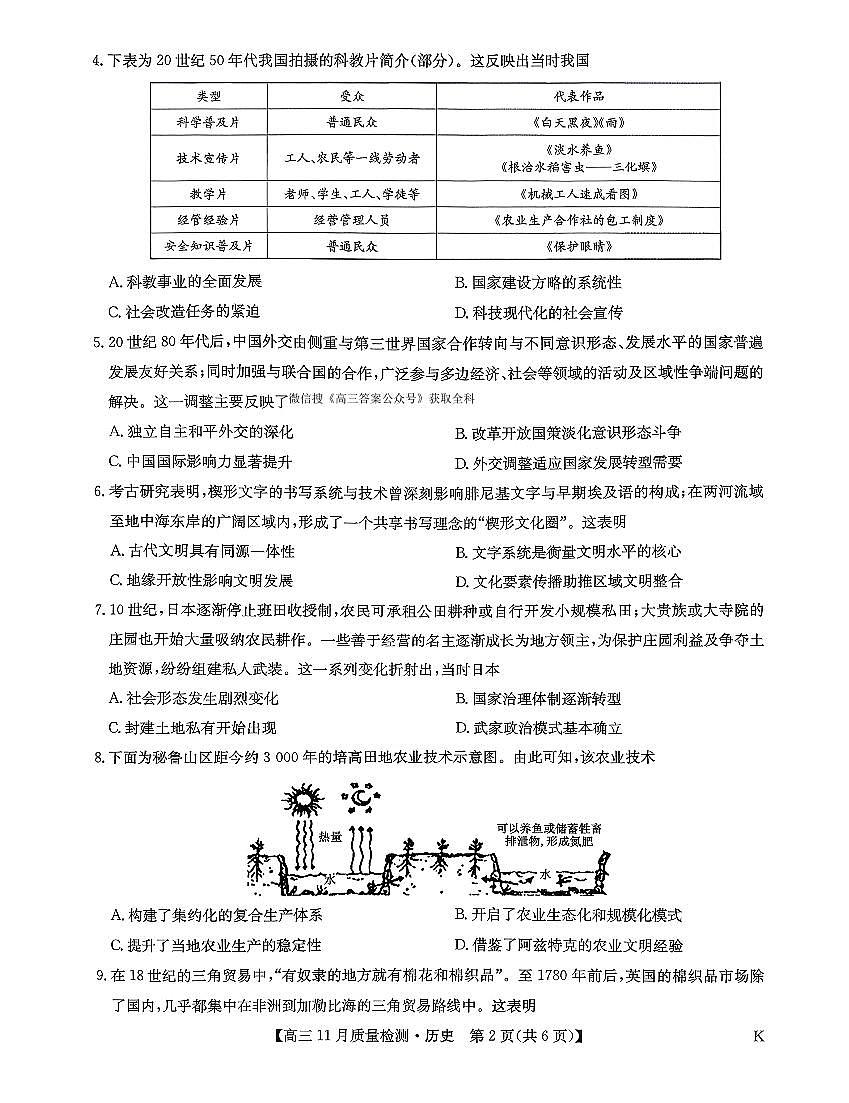 2025年九师联盟高三上学期11月历史试题无答案第2页