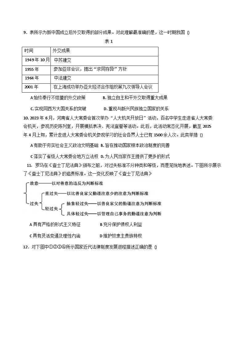2025—2026学年度陕西省山阳中学高二上学期期中考试历史试题（含答案）第3页