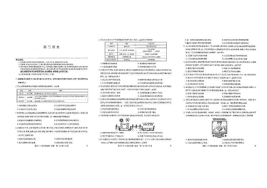 2025-2026学年第一学期河南省九师联盟期中考试高三历史试卷（含答案）第1页