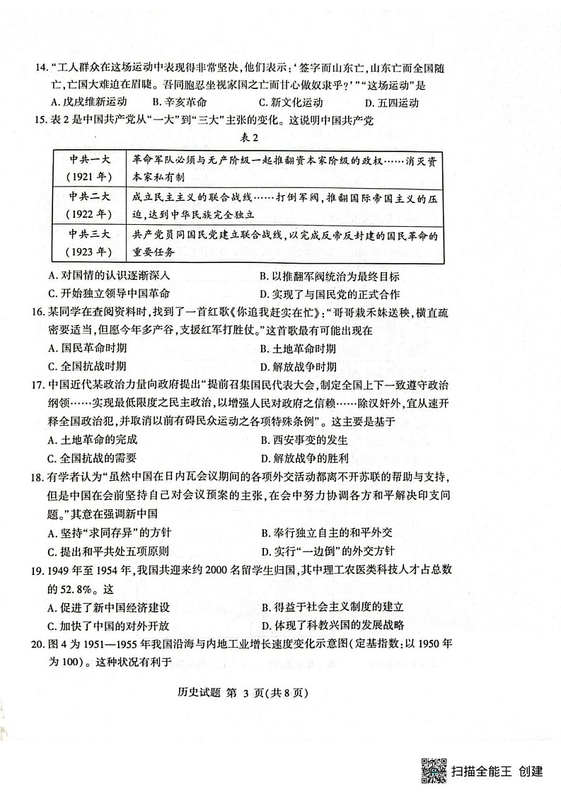 山东省临沂市2024-2025学年高一上学期期末学科素养水平监测历史试卷第3页