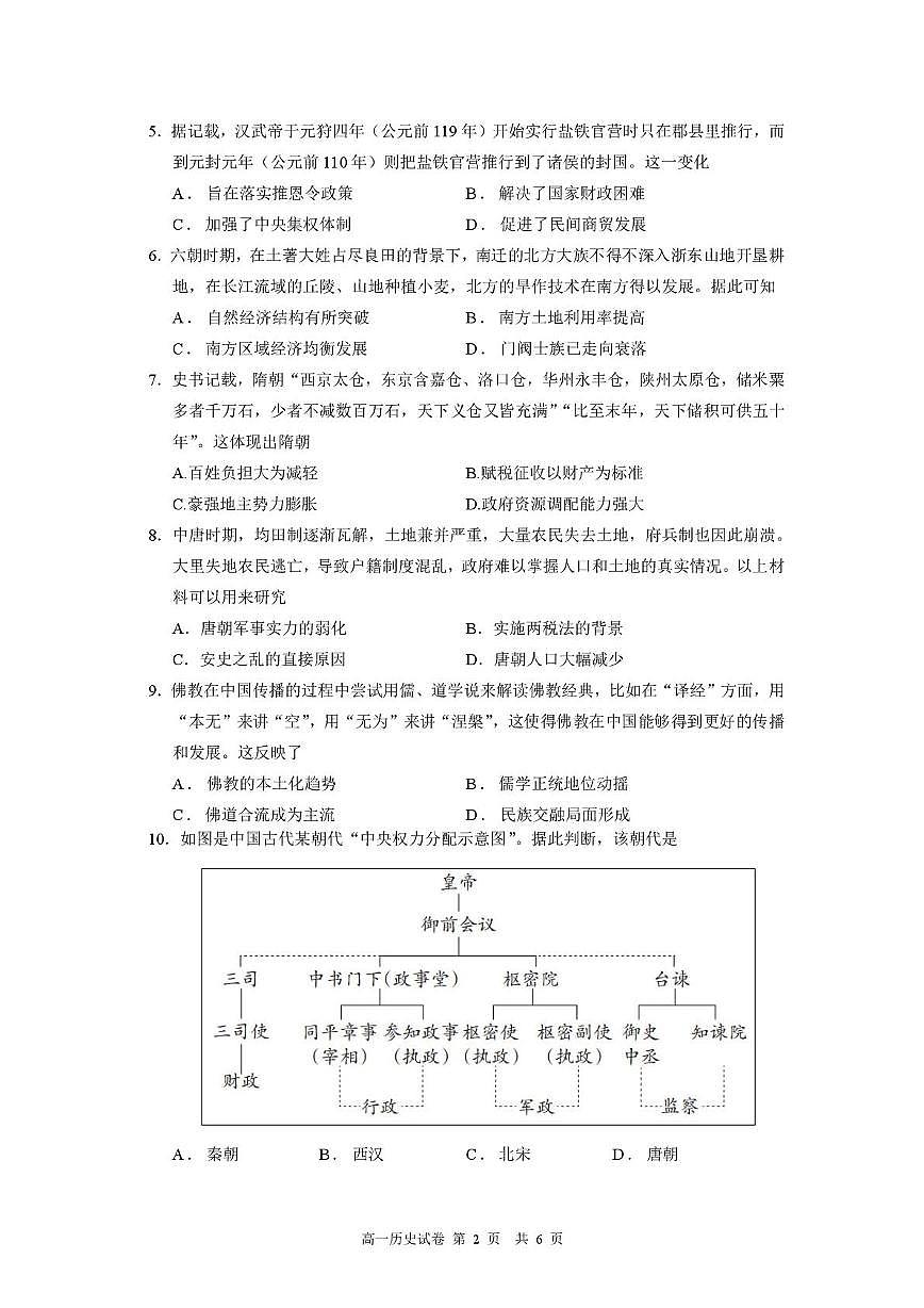 江苏省连云港市灌南县2025-2026学年高一上学期期中考试历史试卷第2页