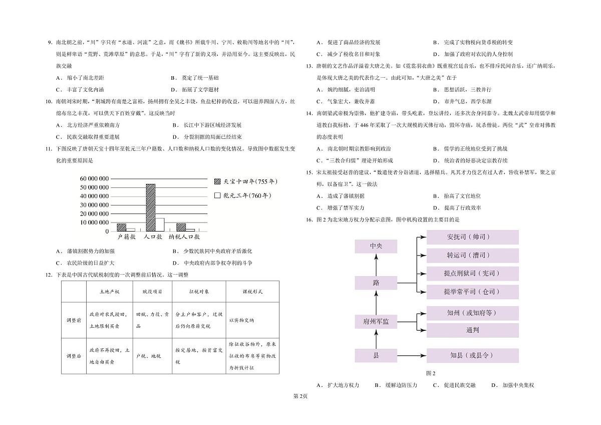 广西桂林师大附中2025年秋季上学期期中高一考试历史试卷（含答案）第2页
