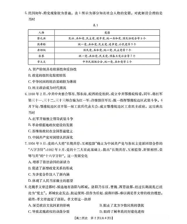 金太阳陕西省2027届高二上学期10月月考（26-55B）历史试卷（含答案）第2页