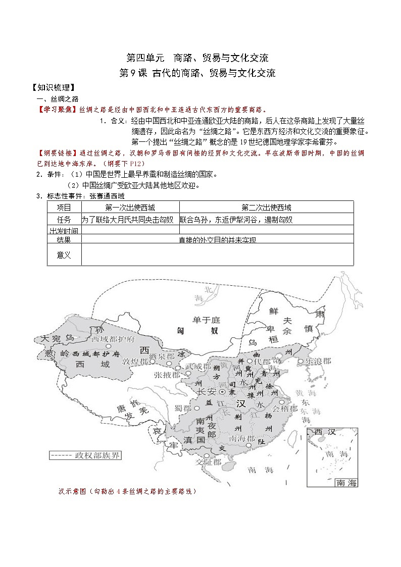 2026届高考历史一轮复习：结构性知识作业：选必三第四单元第1页