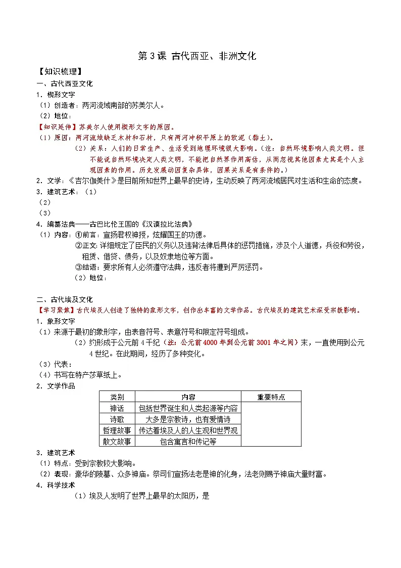 2026届高考历史一轮复习：结构性知识作业：选必三第二单元第1页