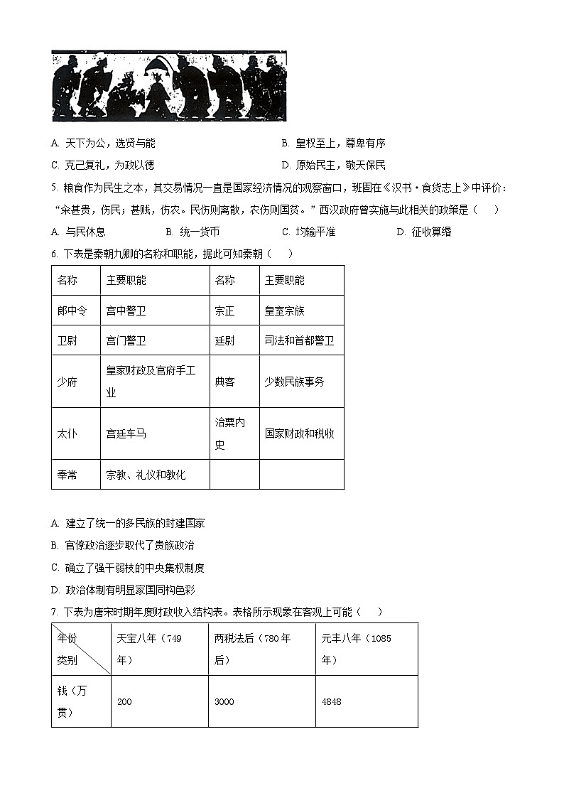 重庆市四川外国语大学附属外国语学校2026届高三上学期期中考试历史试题（原卷版）第2页