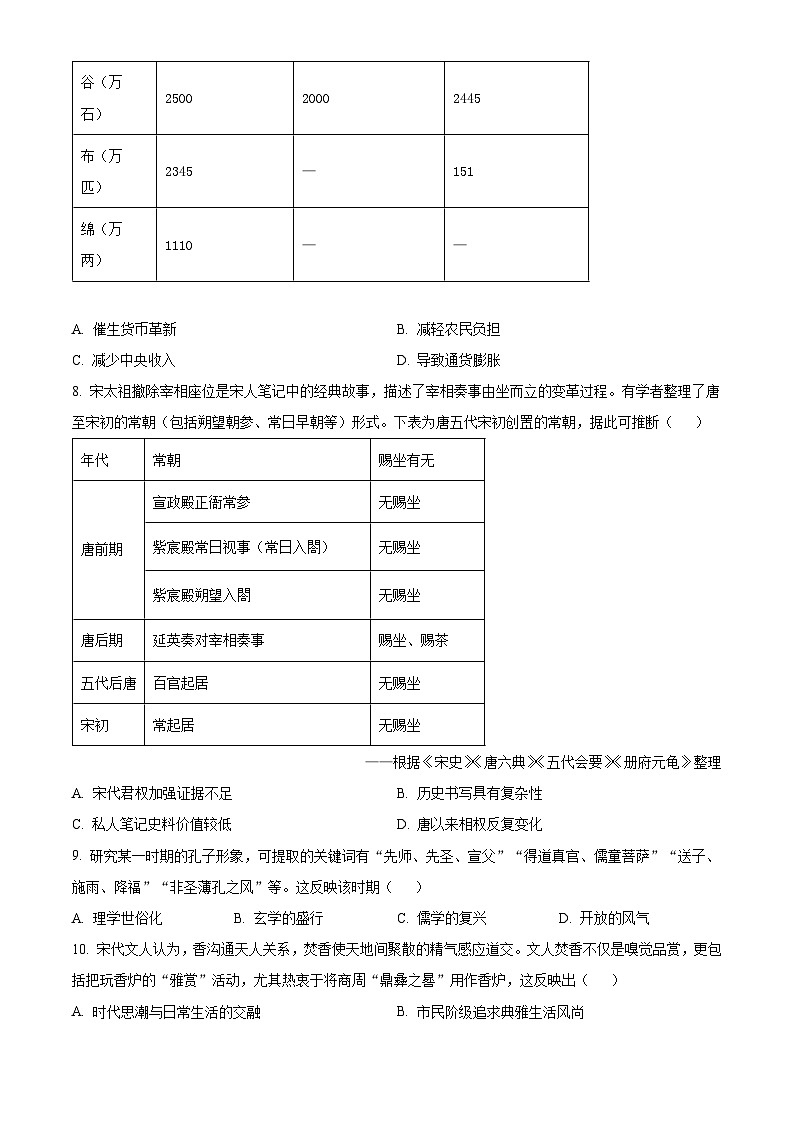 重庆市四川外国语大学附属外国语学校2026届高三上学期期中考试历史试题（原卷版）第3页