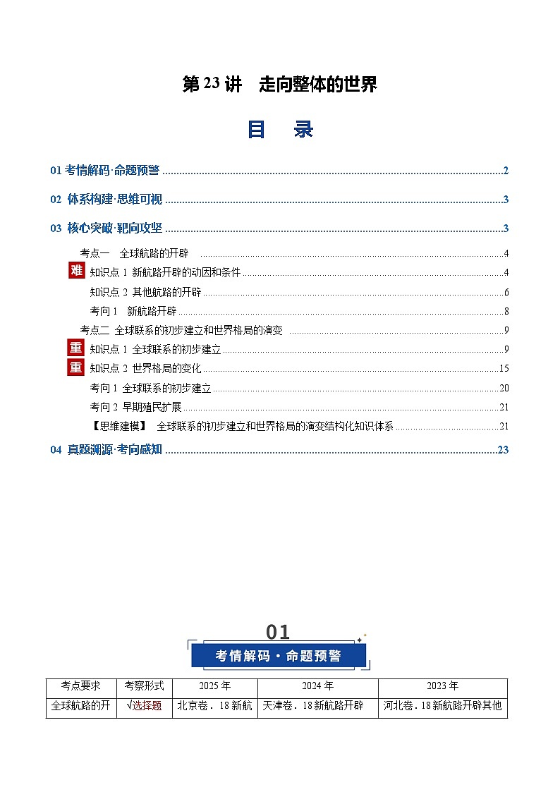 高考历史一轮复习-走向整体的世界（复习讲义）（全国通用）（原卷版）第1页