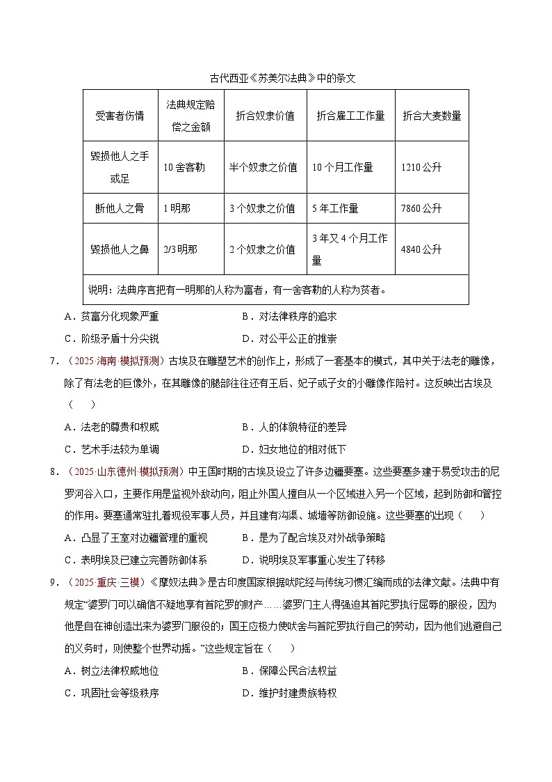高考历史一轮复习-古代文明的产生、扩展与交流（专项训练）（全国通用）（原卷版）第3页