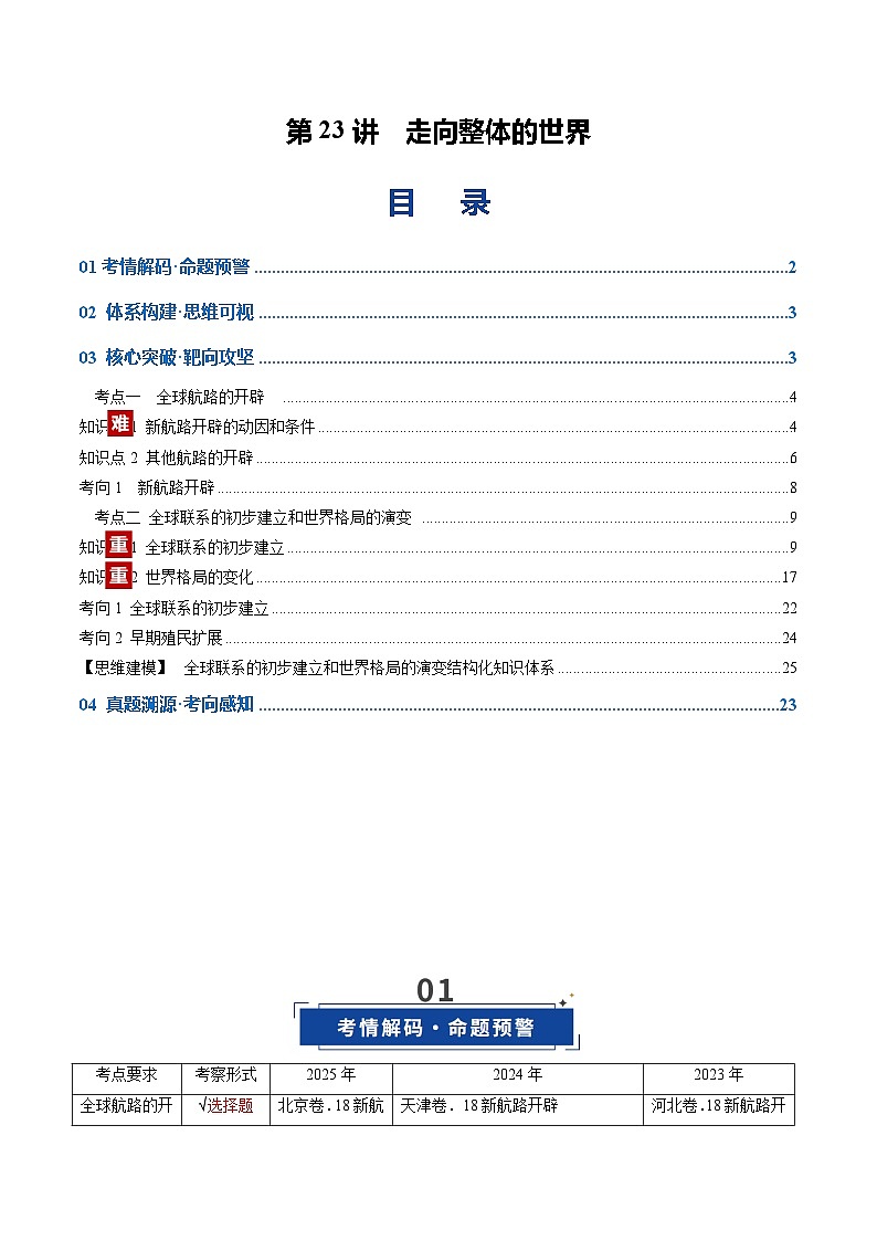 高考历史一轮复习-走向整体的世界（复习讲义）（全国通用）（解析版）第1页
