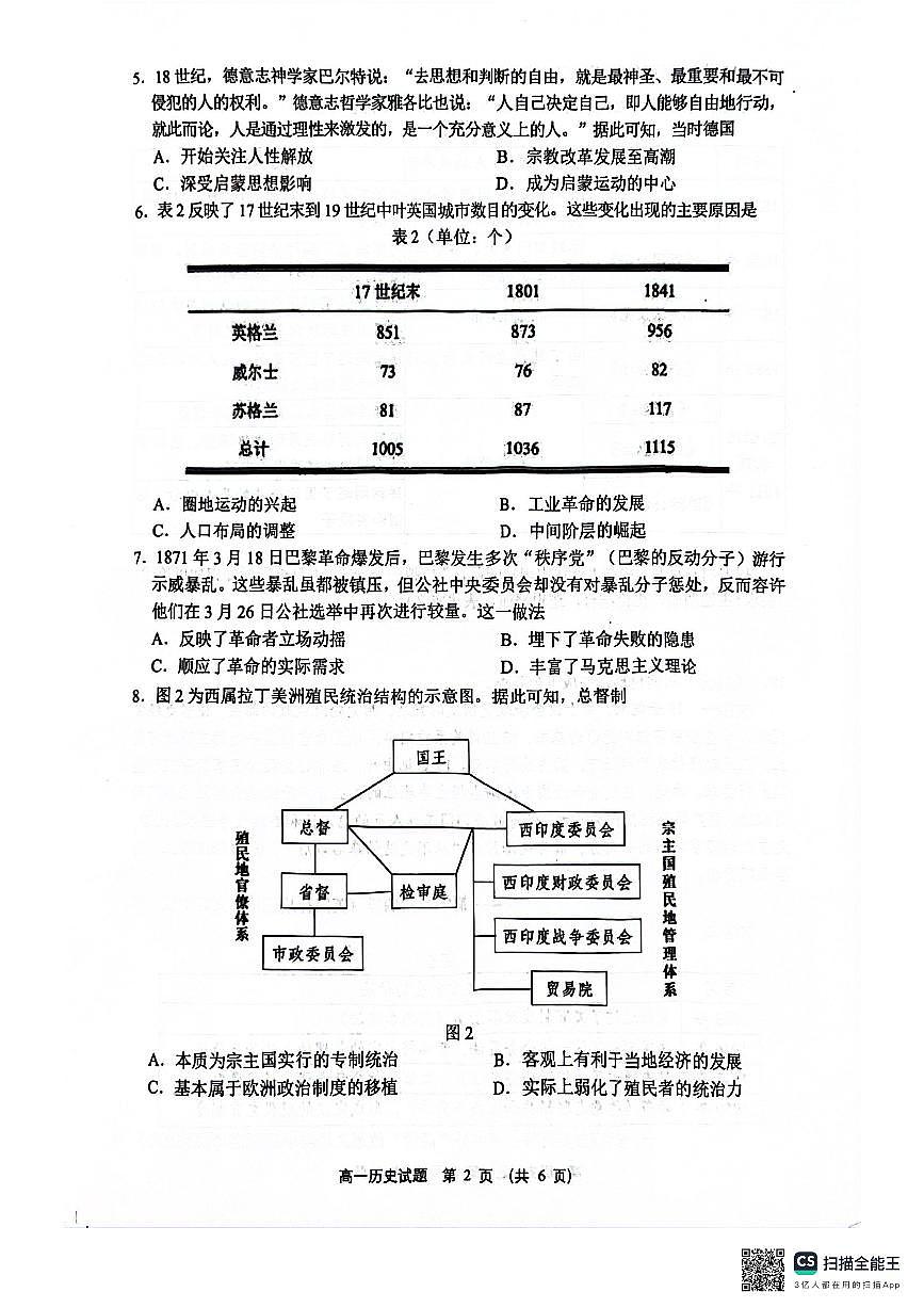 江苏省盐城市2023-2024学年高一下学期6月期末历史试题第2页
